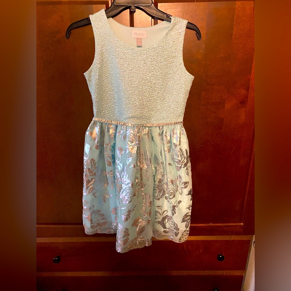 Gorgeous girls Teal and Silver dress, size 10/12
